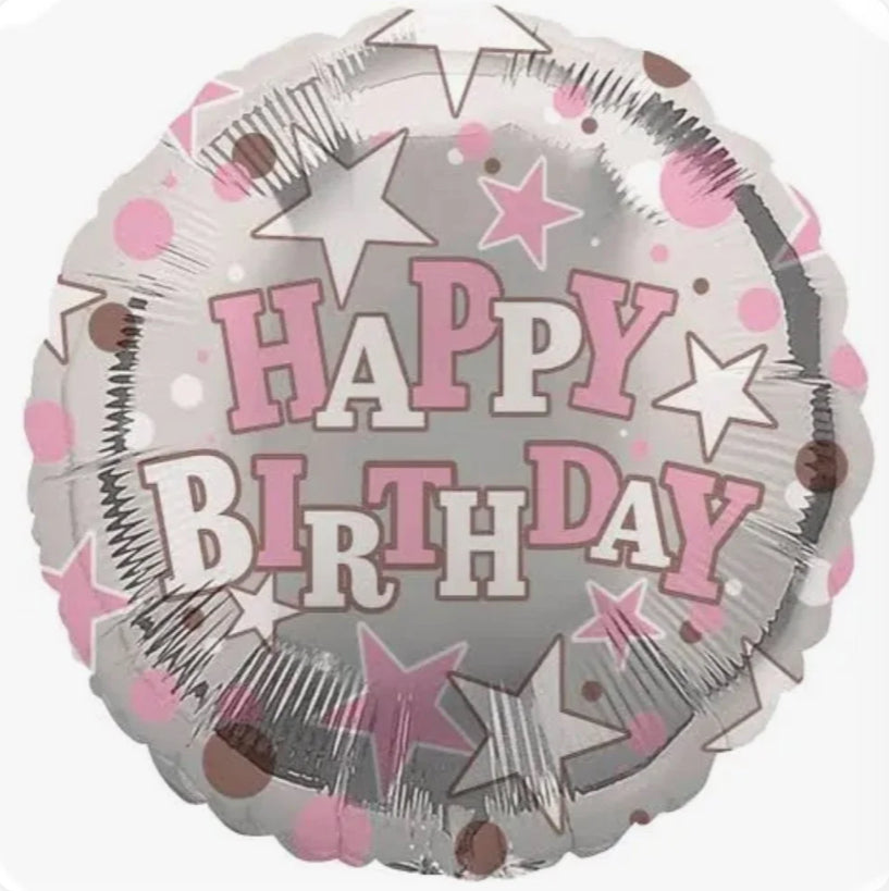 Pink happy birthday balloon