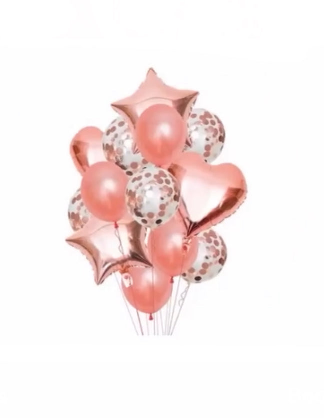 Rose gold balloon display 14pc