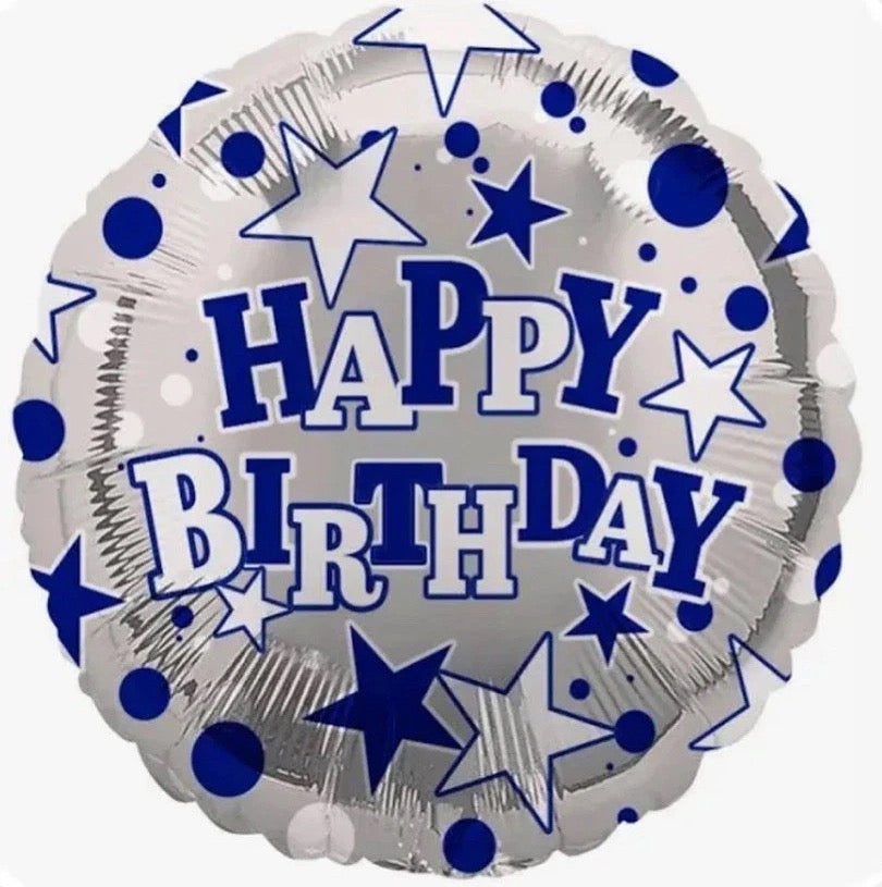 Blue Happy Birthday foil balloon