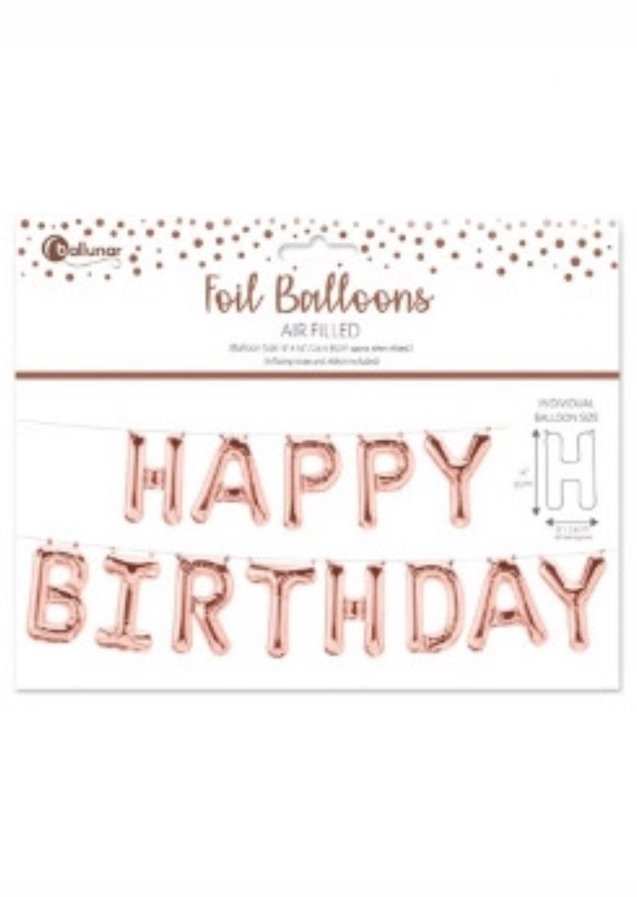 Birthday rose gold foil balloons