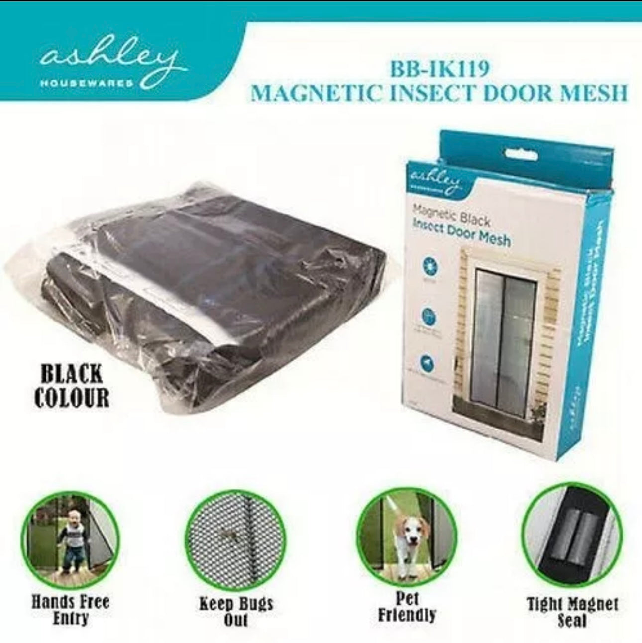Magnetic mesh door curtain