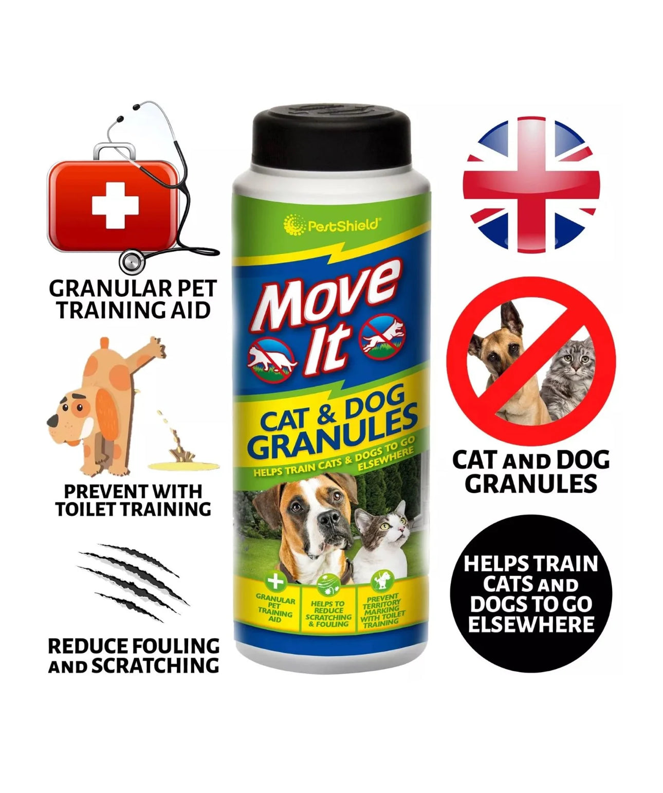 Cat and dog repellent granules