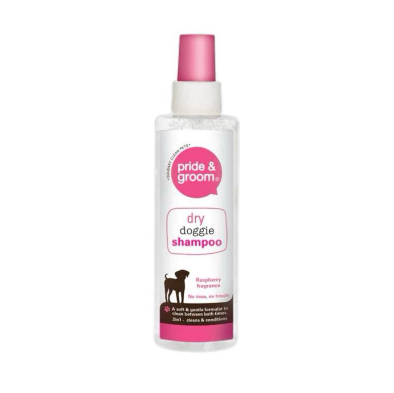 Dry doggie spray shampoo raspberry
