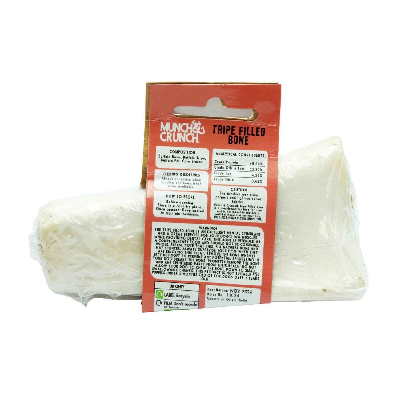 Tripe filled dog bones