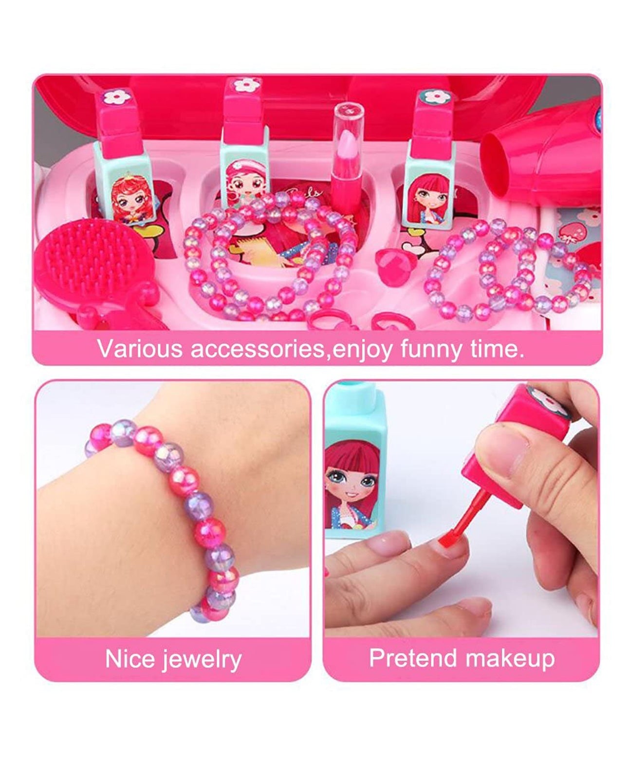 Kids pretend play fashion case set toys