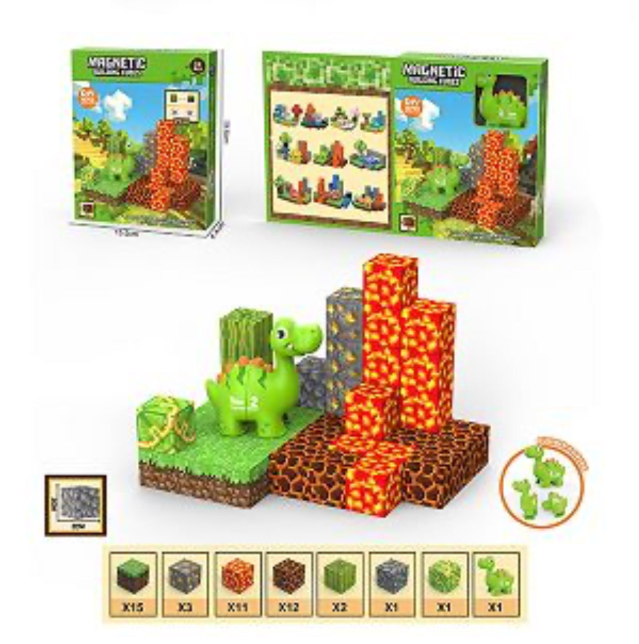 Dinosaur lava block magnetic toys