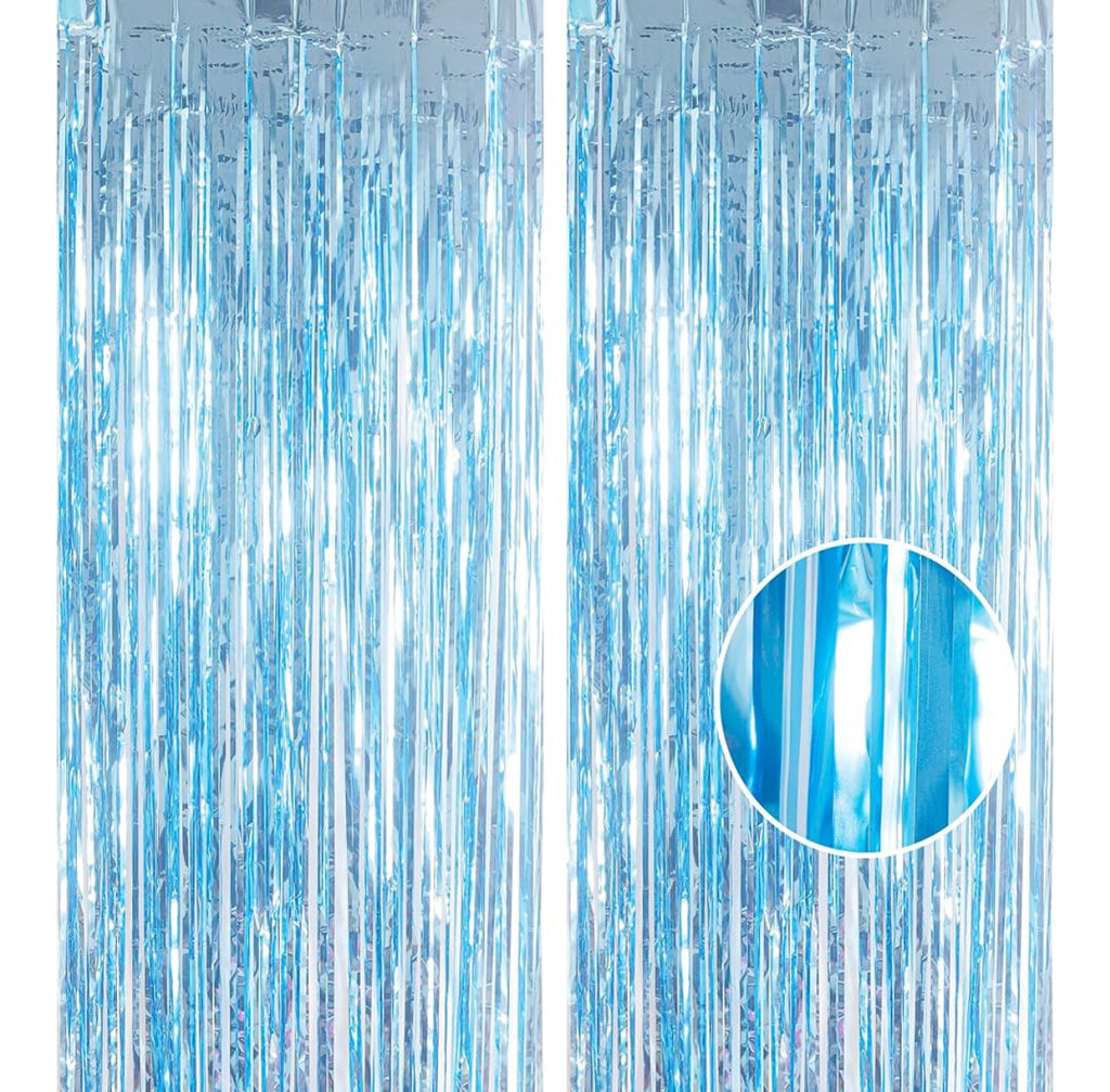 Foil door curtain baby blue