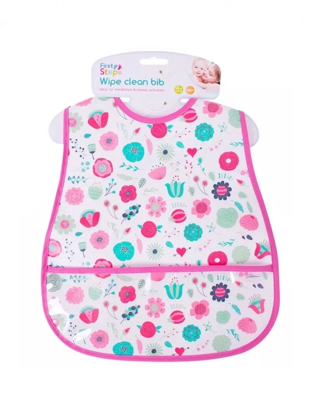 Floral wipe clean bib