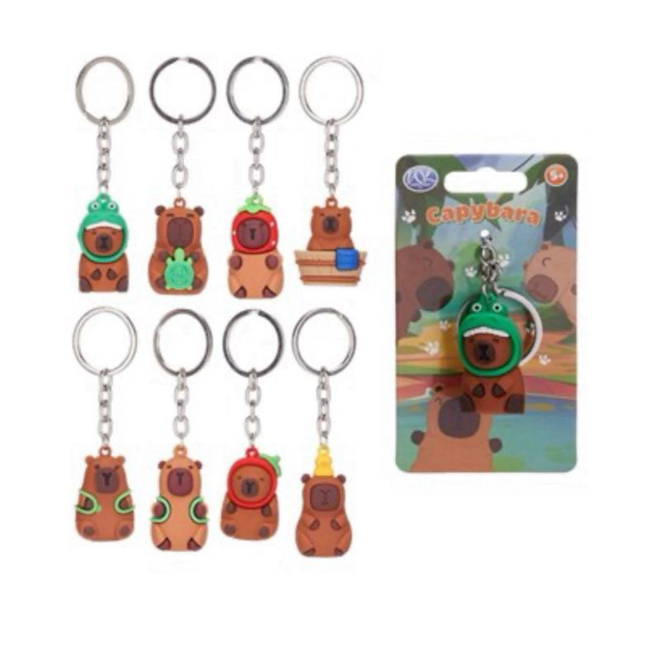 3D capybara key rings assorted