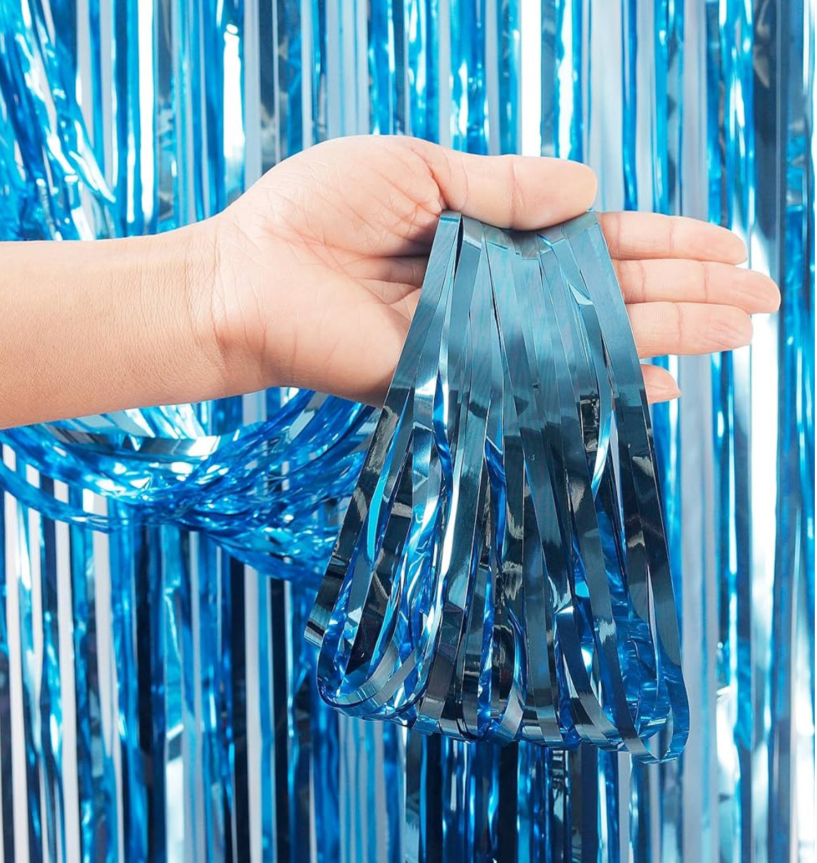 Foil door curtain baby blue